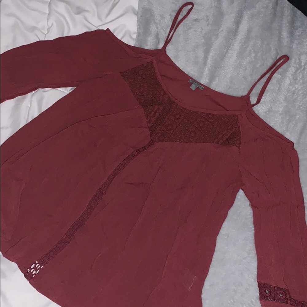 Charlotte Russe Cold Shoulder Maroon/Red Blouse